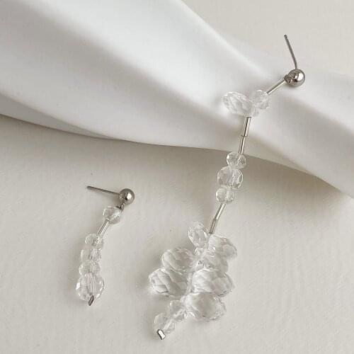 2021 New Irregular Geometric Transparent Crystal Personality Long Drop Earrings for Women Girls Jewelry Gifts