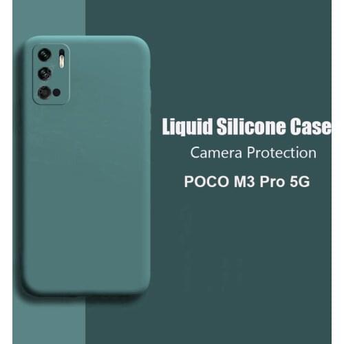 New Liquid Silicone Phone Cases For Xiaomi Poco M3 Pro 5G Poco M3 Full Camera Protection Soft Back Covers on Poco M3 Pro 5G