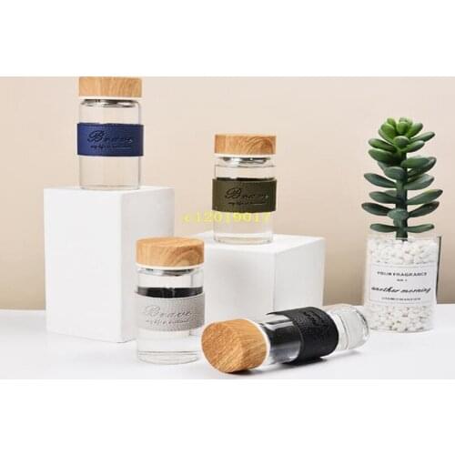 360ML Wood-covered glasses, heat-insulated sheaths, high borosilicate glasses, simple, portable and handy cups