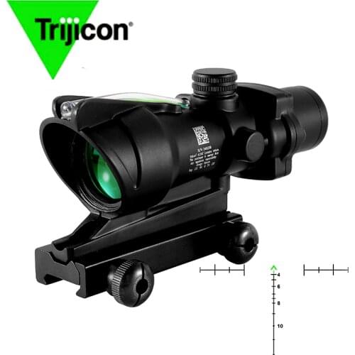 Trijicon Acog 4X32 Hunting Riflescope Real Fiber Optics Grenn Red Dot Illuminated Etched Reticle Tactical Optical Sight