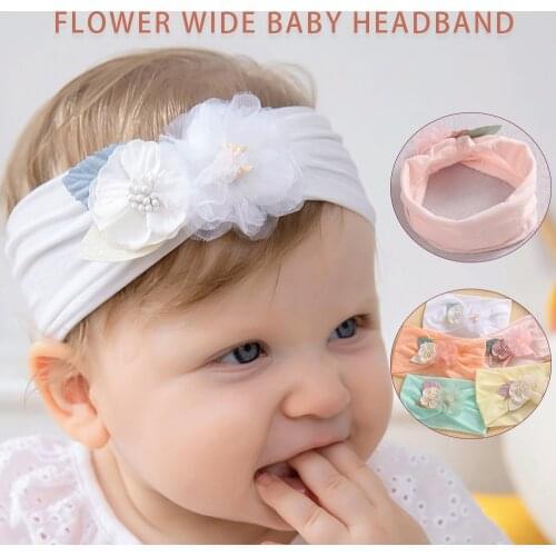 1pcs Double Lace Flower Baby Girl Headband Kids Headwrap for Child Toddler Hairband for Newborn Baby Hair Accessories