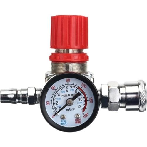 ROLKETU Mini Air Regulator Valve Tool 1/4" Pressure Switch Gauge For Spray Gun Direct Regulator Compressor Machine