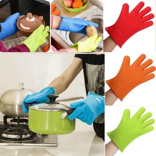 1p Home BBQ Heat Resistant Silicone Gloves Oven Kitchen Grill Cooking Mitts oven mitt BBQ Grill Glove Oven Mitt glove