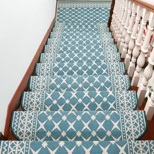 High-end Flower European Hotel Living Room Stair Mats Glue-free Self-adhesive Staircase Step Carpet Solid Wood Non-slip Mat Home