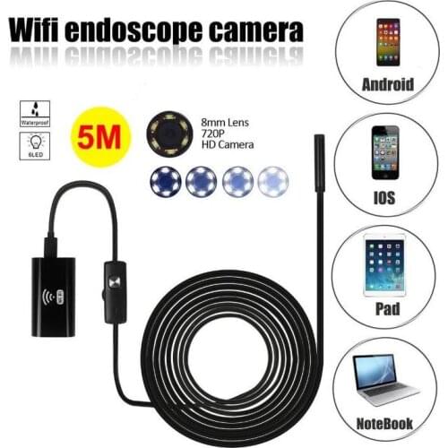 WIFI Endoscope 720P HD Waterproof 8mm Endoscope Pipeline Detection Camera For IOS / Android Hard Cable