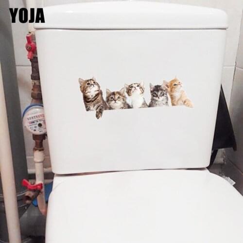 YOJA 25.9×10.4CM A Group Of Peeping Kittens Home Toilet Decoration Decals Lovely Animal Wall Stickers T1-3087
