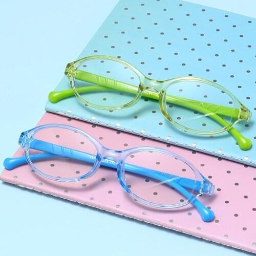 With Case Boy Girl Game Reading Computer Protective Goggle Fashion Children Glasses Plain Kids ROUND Anti Blue Light Eyewear