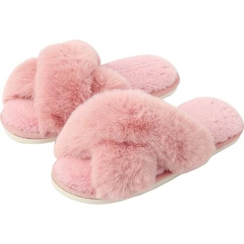 Ladies Plush Slippers Cross Strap Drag Cotton Indoor and Outdoor Warm Plush Slippers Wedding Party Gift Bride Wedding Shoes