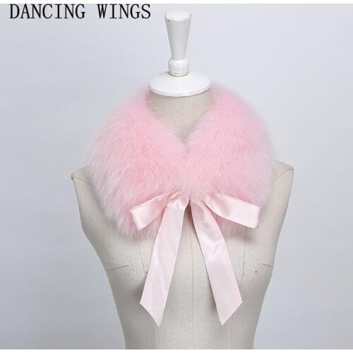 11 Colors Real Fox Fur Collar Women 100% Natural Fox Fur Scarf With Ribbon Winter Warm Fur Collar Scarf