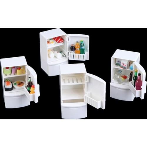 1/12 Dollhouse Miniature Kitchen White Wooden Fridge Refrigerator Freezer for Dolls Bedroom Living Room Accs Kids Toy