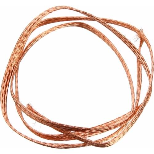 1m 3.3ft 6mm Pure Copper Braid Cable Flat Bare Copper Wire Ground Lead with High Flexibility