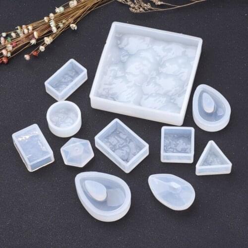 10pcs Transparent Silicone Molds UV Epoxy Resin Moulds Jewelry Casting Mould for Decorative Craft DIY Making Finding Accessories