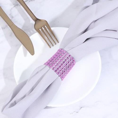 100pcs Bling Diamond Rhinestone Mesh Wrap Napkin Ring Chair Band Wedding Banquet Supplies Elegant Napkin Ring Decoration