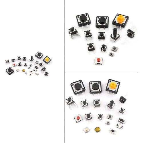 25 Values Tactile Push Button Switch Micro-Momentary Tact Assortment Kit Mini Leaf Switch SMD DIP