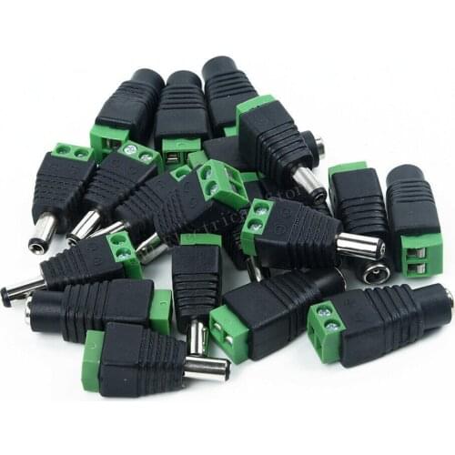 5.5mm x 2.1mm Female Male DC Power Plug Adapter for 5050 3528 5060 Single Color LED Strip and CCTV Cameras