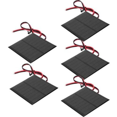 5Pcs Small Solar Battery Panel Polysilicon Epoxy Battery Module with 30cm Cable DC 4V 160mA