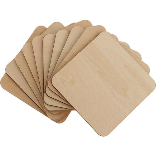 5pcs 120mm 4.72inch Unfinished Blank Square Wood Chips for DIY Craftsmanship and Decoration
