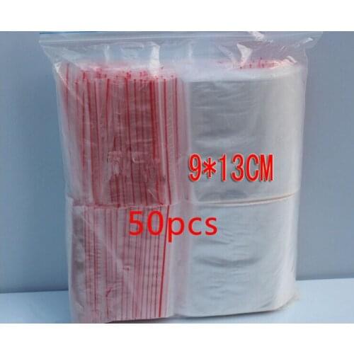 50pcs 9x13cm pe transparent travel gift packaging bags plastic bag for necklace/jewelry diy custom ziplock clear self seal bag