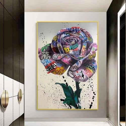 5D Diy Diamond Painting Graffiti Rose Flower Full Circle Square Diamond Embroidery Handmade Cross Stitch Kit Home Decoration