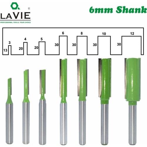 7pcs 6mm Shank Single Double Flute Straight Bit Milling Cutter for Wood Tungsten Carbide Router Bit Woodwork Tool