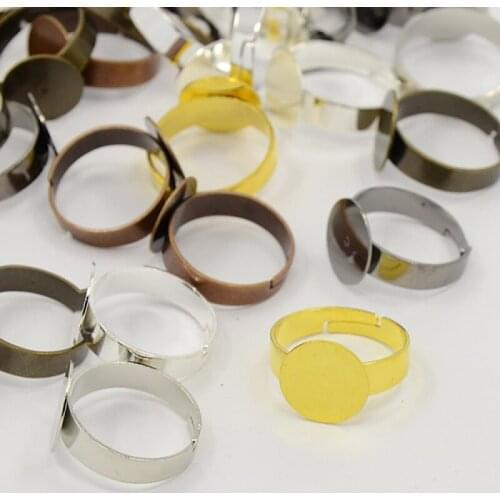 100pcs Brass Pad Ring Components Findings Adjustable For DIY Jewelry Accessories Earrings Making Supplies Mixed Color Flat Round