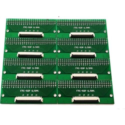 Free shipping 10pc FFC FPC 50PIN transfer board with connector FFC to DIP 2.54 TFT LCD panel 1mm 0.5mm pitch with 0.5mm soldered