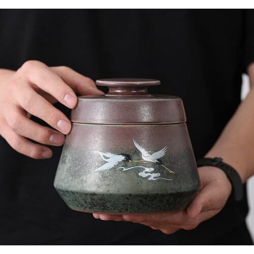 Large Ceramic Tea Containers Handmade Coarse Pottery Tea Containers Sealed Cans Tea Storage Warehouse Ceramic Jar Tea Container