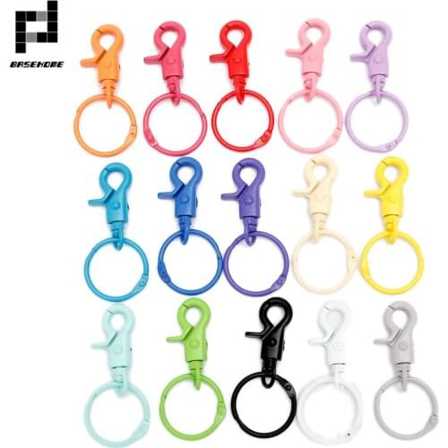 BASEHOME 2pc/lot 15 Colors Keychains Lobster Clasps Hooks Key Chain Key Rings for DIY Trinkets Pom Pom Keychain Jewelry Findings
