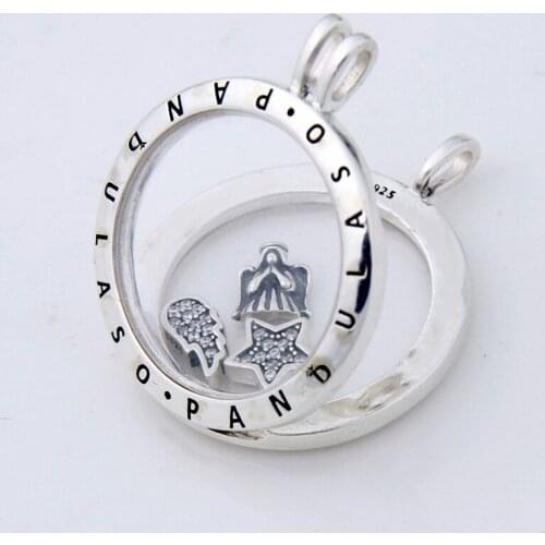 Prayer Angel Petites Large Floating Locket Necklace & Pendant for women DIY necklace 925 sterling silver jewelry chain