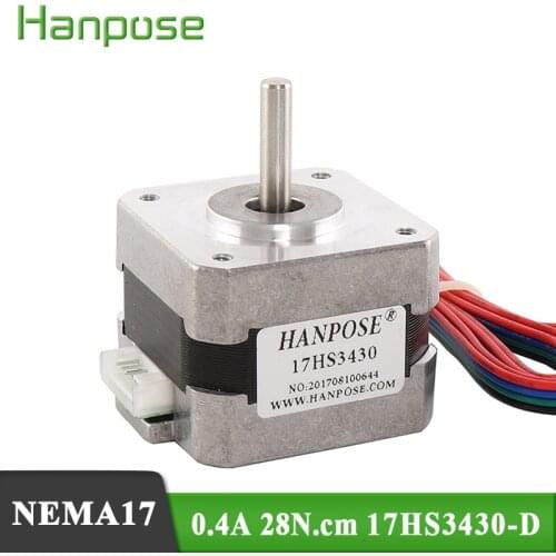 Free shipping 3D Printer motor Nema17 12VDC 2800g.cm 34mm 4-Lead 17HS3430-D 17 motor Stepper for Various instrument accessories