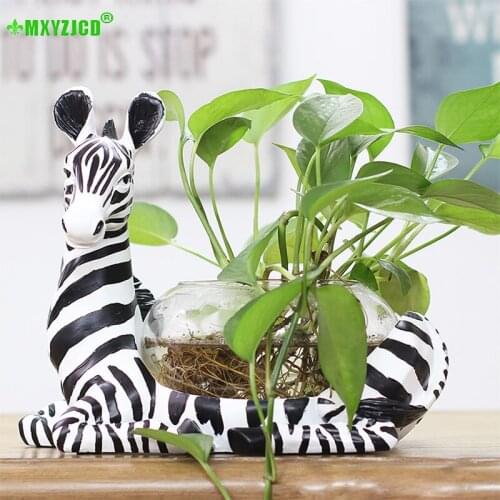 Eurper Resin Glass Zebra Mini Fish Tank Ornaments Hydroponic Green Radish Vase Desktop Turtle Bowls Home Decoration Accessories