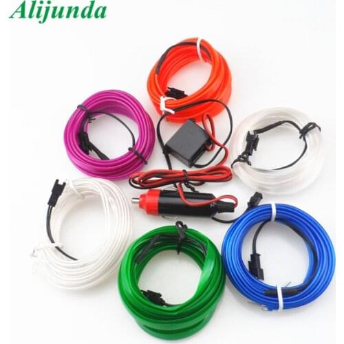 Car shape 3 meters flexible neon led car interior lights trim cold light 12v inverter