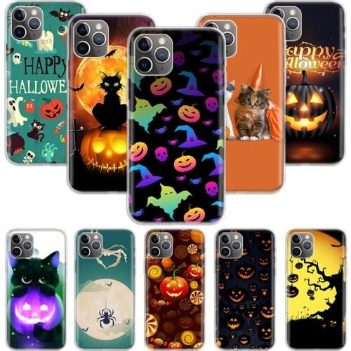 Halloween happy Holiday Cat pumpkin Case for Apple iphone 11 12 Mini Pro XS Max XR X 7 8 6 6S Plus 5 5S SE 10 Ten Gift Silicone