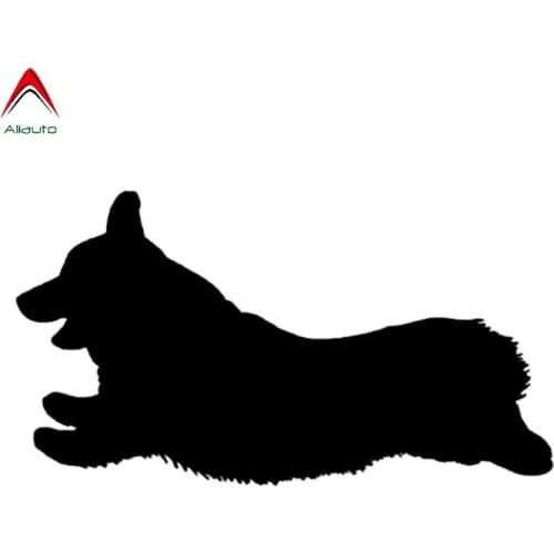 Aliauto Interesting Funny Car Sticker Corgi Dog Sprinting Vinyl Waterproof Sunscreen Decal Accessories Black/Silver,15cm*8cm