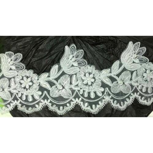 11.5cm organdy polyester embroidery framed beaded lace,wedding accessories lace,veil trim,XERY0627A