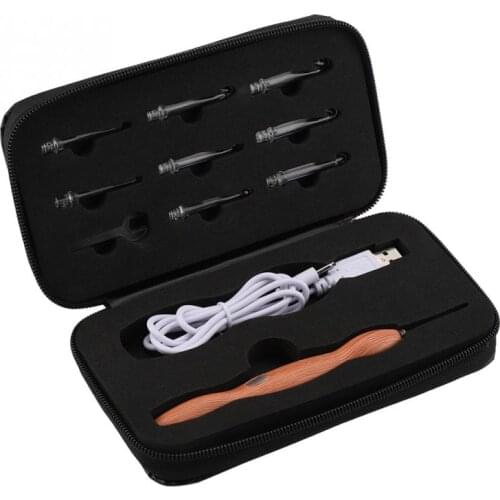 9 in 1 Crochet Hooks With Led Rehargeable Light up Crochet Sewing Needles Hooks Hand Knitting Needles Weave Sewing Tools