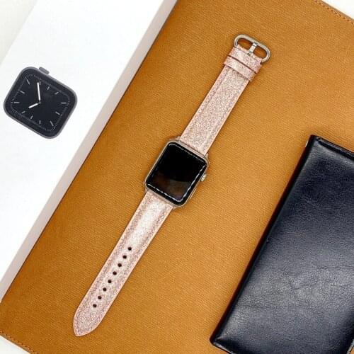 New Arrival Hot Sale Glitter Silicone Leather Band for all apple watch Band for iwatch Replacement Official Drop shipping