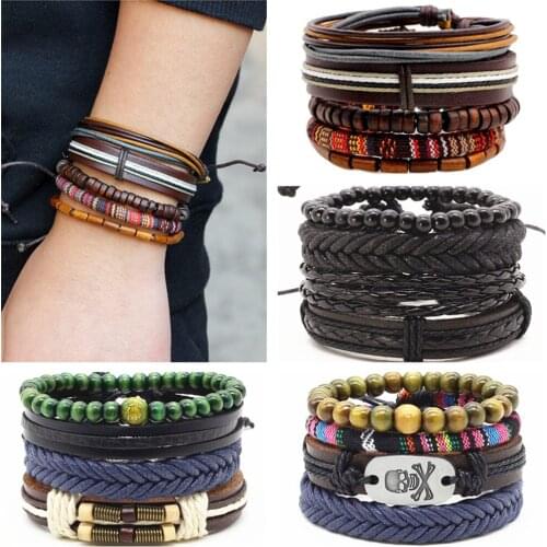 Fashion Vintage Boho Wrap Leather Skull Charm Bracelet Men Homme Accesorios Pulseras Mujer Men Bracelets for Women Jewelry 2019