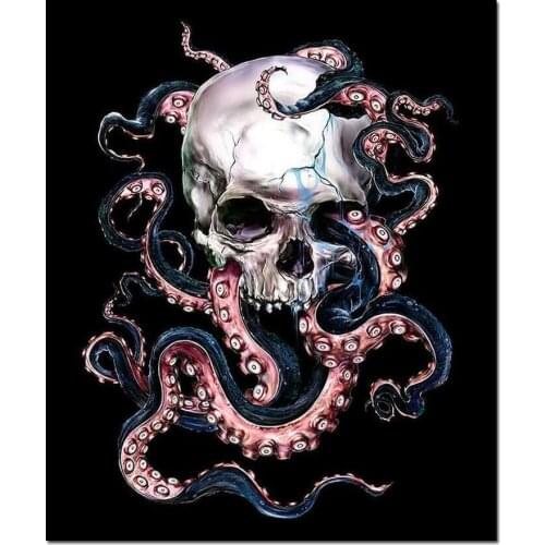 Cartoon Skull Octopus Round diamond painting full Square mosaic 3d rhinestone embroidery 5d A2001