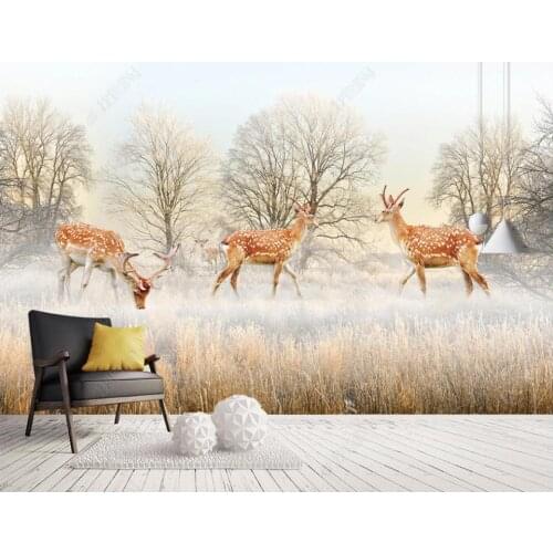 Custom mural 3d photo wallpaper European hand painted forest elk grassland decor living room wallpaper for wall 3 d in rolls