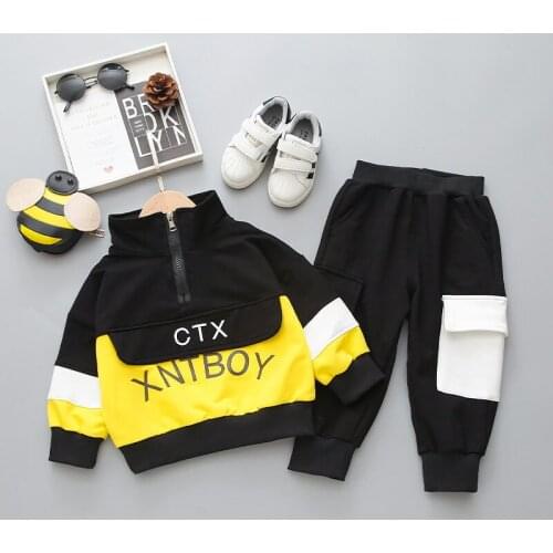 New Spring Autumn Children Clothes Baby Boys Girls Letter patchwork coat Pants 2Pcs/sets Infant Kids Fashion Toddler Tracksuits