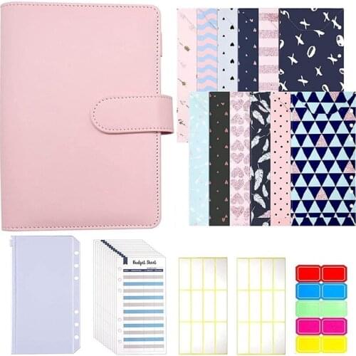 A6 Budget Binder PU Leather Binder Cover Cash Envelopes System, Budget Sheets and Labels for Budgeting, Bill Planner