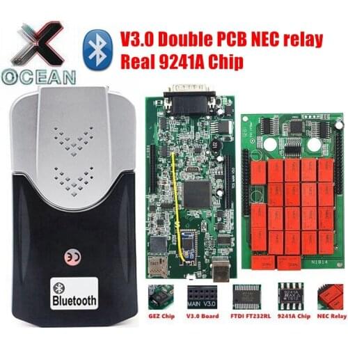 Multidiag Pro green double PCB board with Real 9241A Chip V3.0 Diagnostic tool Bluetooth TCS PRO V2016.R1 NEC Relay Auto Scanner