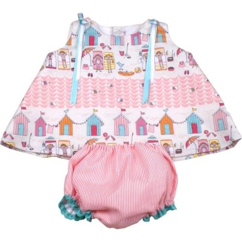 Dress and covers poplin diaper and Vichy model jesusin for baby (1 to 6 months)