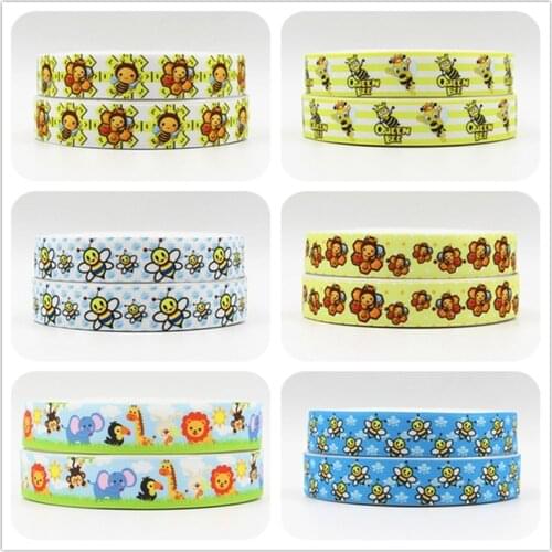 Q&N ribbon 7/8inch 22mm Animals On Grassland Wedding Party Festive Event Decoration Crafts Gifts Wrapping Apparel Sewing Fabric