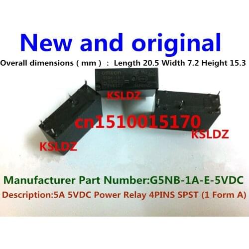 Free shipping lot (10pieces/lot) 100%Original New G5NB-1A-E-24V G5NB-1A-E-24VDC G5NB-1A-E-DC24V 5A250VAC 4-DIP 24VDC Power Relay