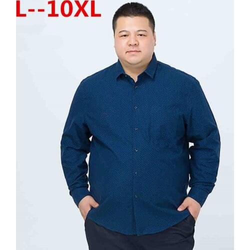 8XL 6XL Long Sleeve cotton oxford Dress Shirt Men Social Mens plaid casual Shirt Male Striped work Shirts solid color plus size