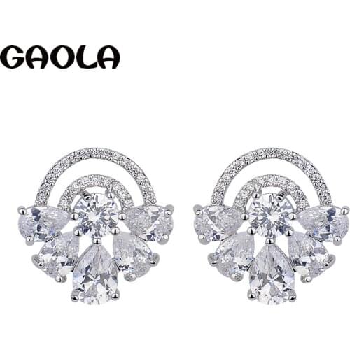 GAOLA High Quality Horse Eye Cubic Zirconia Crystal Cluster Stud Earrings For Women Fashion Jewelry Brincos Gift GLE5605