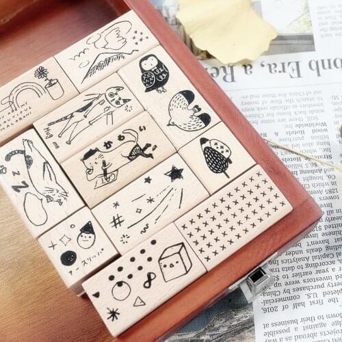XINAHER 26 Style bird geometric cat decoration stamp wooden rubber stamps for scrapbooking stationery DIY craft standard stamp