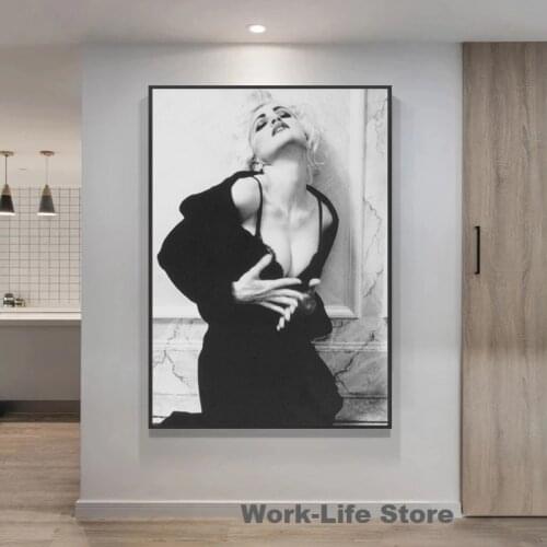 Modern Actor Madonna Sexy Woman Canvas Art Posters and Print Black White Canvas Paintings on The Wall Home Decor Modular Picture